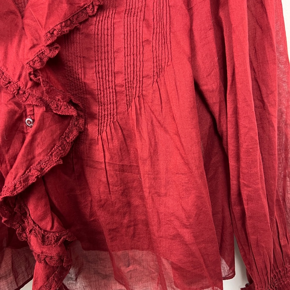 DÔEN Hardy Ruffled Blouse in Burgundy L - Picture 8 of 11